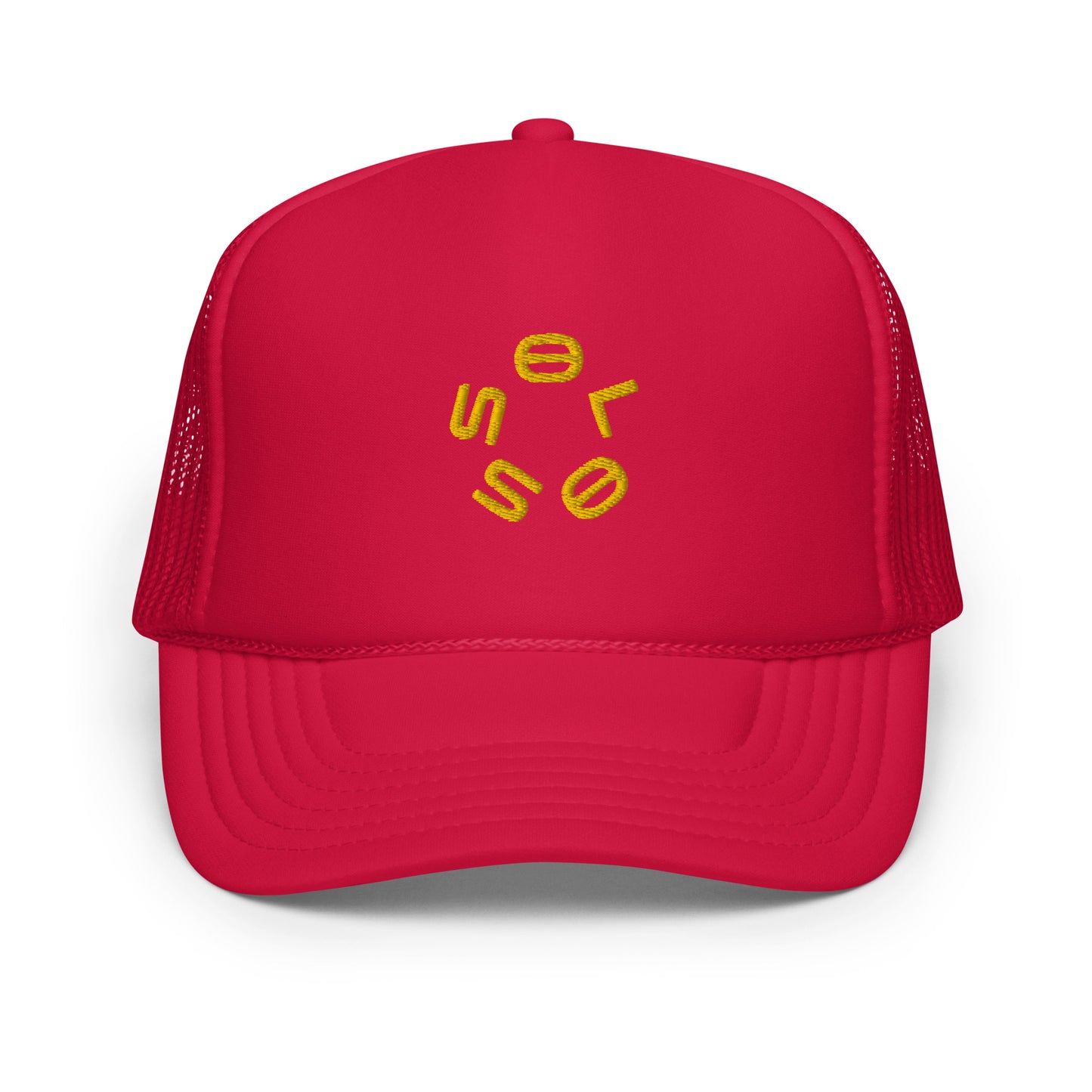 GOLD SSOLO small CIRCLE Foam trucker hat.