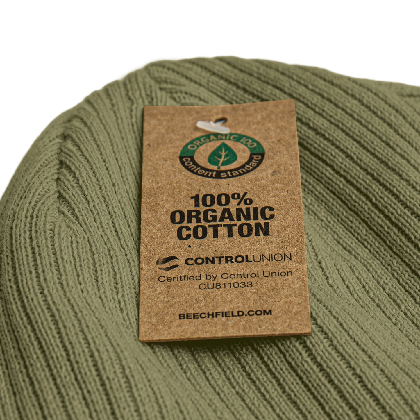 GOLD SSOLO small CIRCLE Organic ribbed beanie.