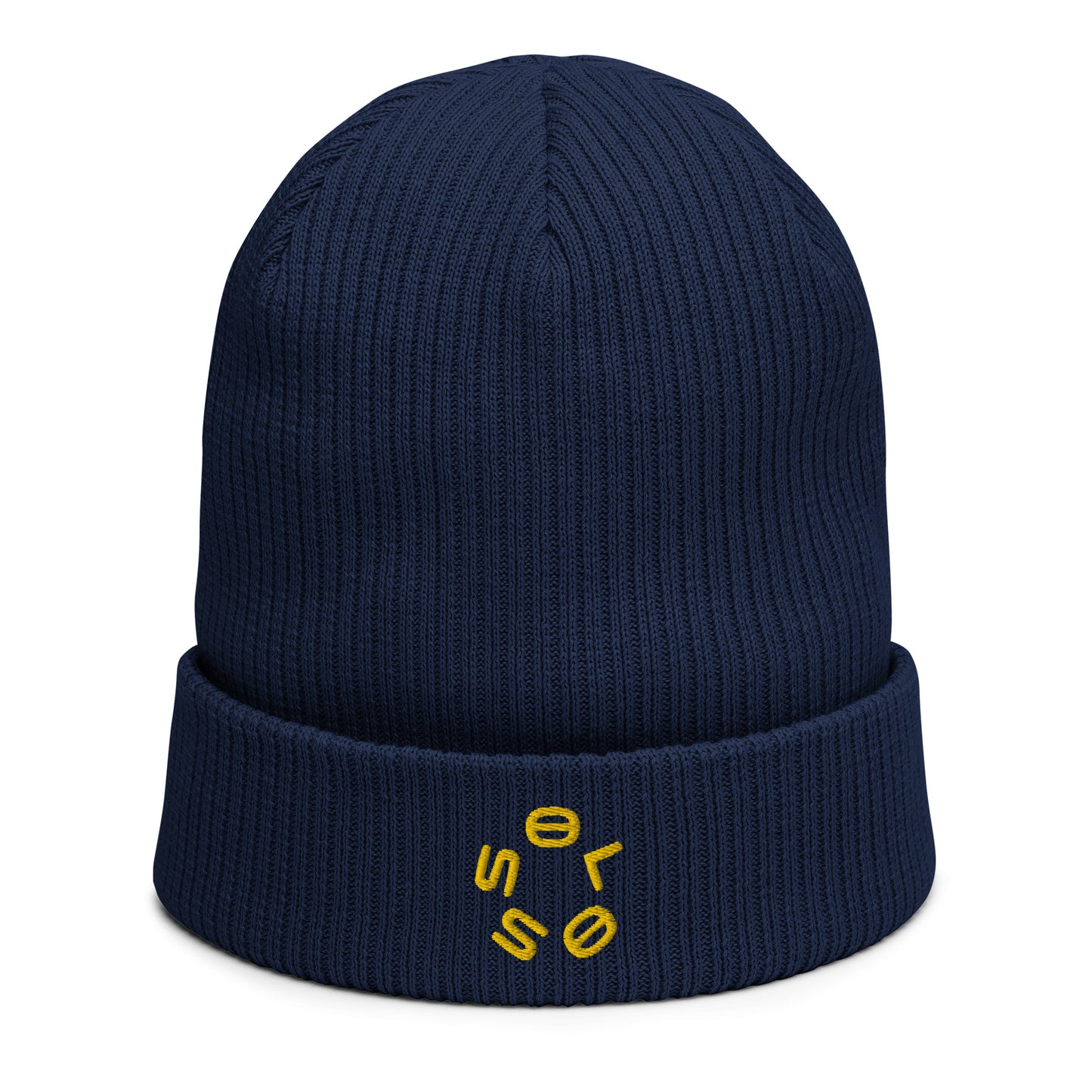 GOLD SSOLO small CIRCLE Organic ribbed beanie.