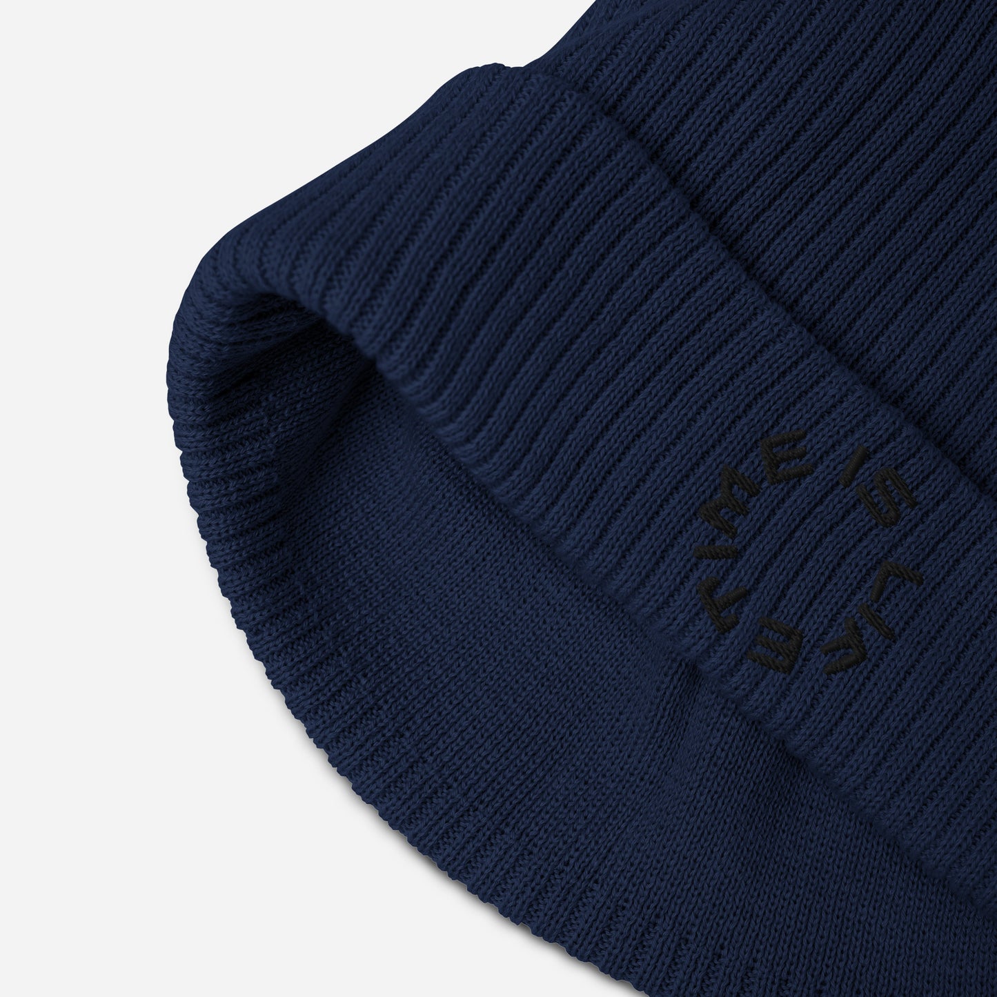 TIME IS LIFE small CIRCLE Organic ribbed beanie