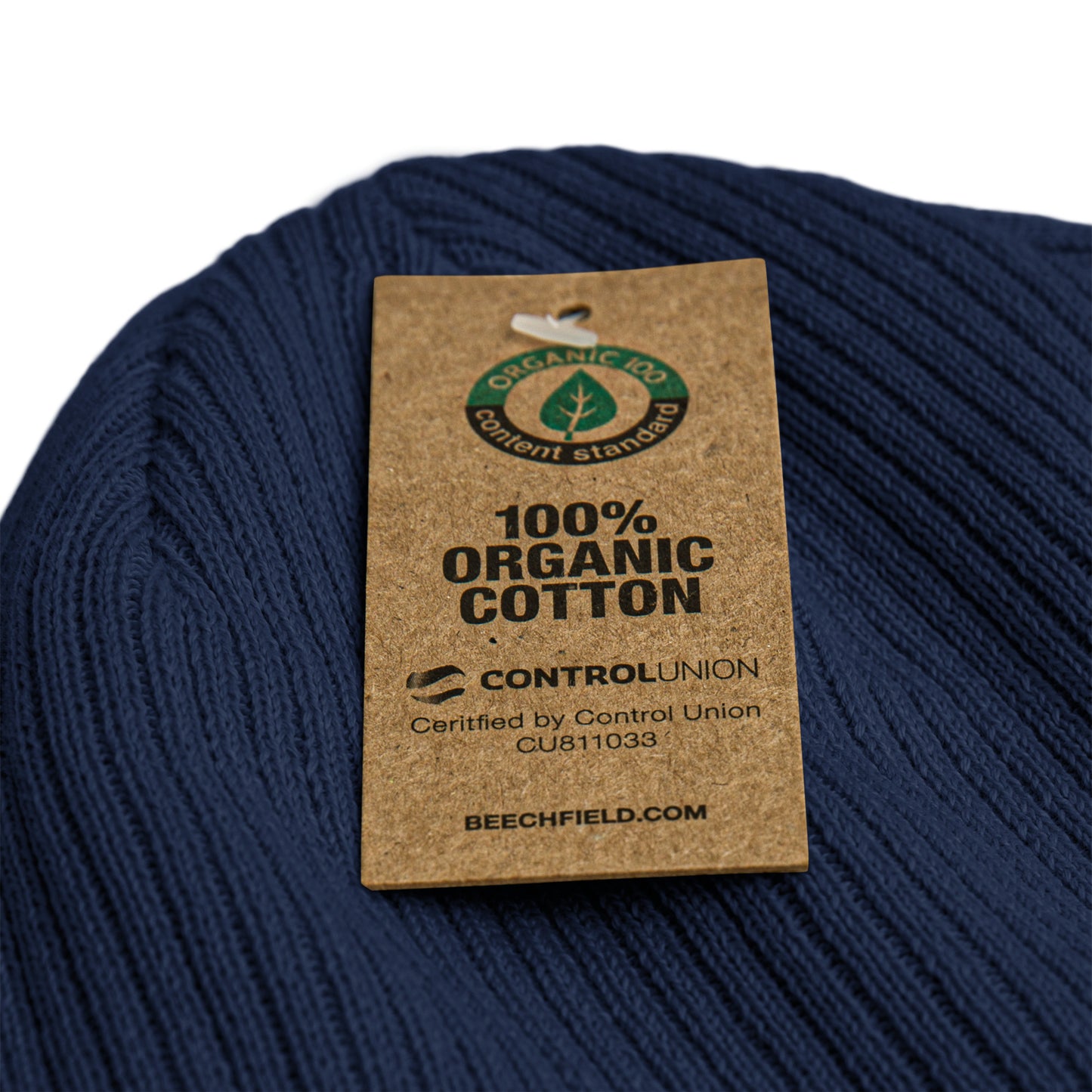 GOLD SSOLO small CIRCLE Organic ribbed beanie.