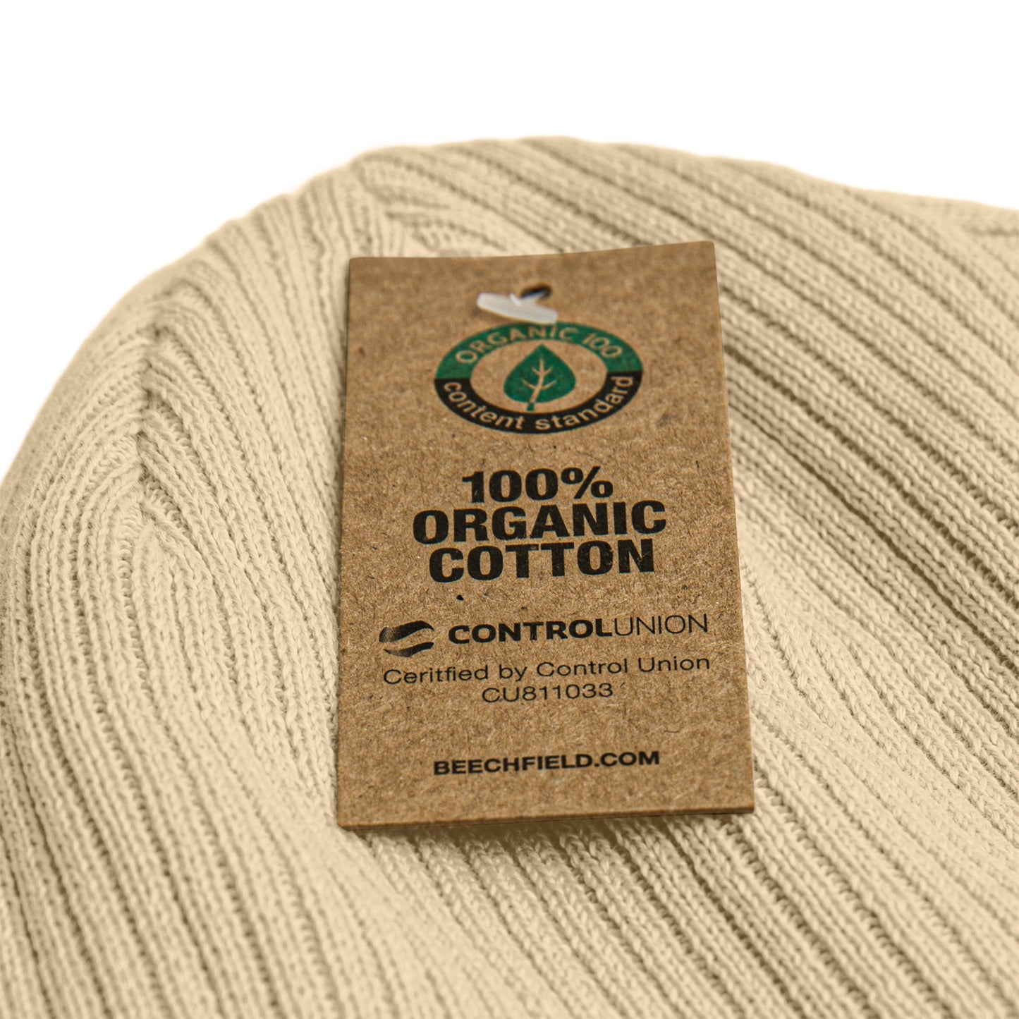 TIME IS LIFE small CIRCLE Organic ribbed beanie